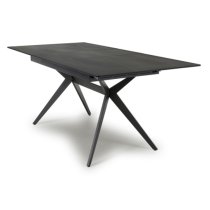 Tarsus Ceramic Extending Dining Table With Metal Legs In Black