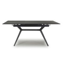 Tarsus Ceramic Extending Dining Table With Metal Legs In Black