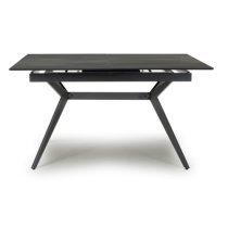 Tarsus Ceramic Extending Dining Table With Metal Legs In Black