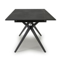 Tarsus Ceramic Extending Dining Table With Metal Legs In Black