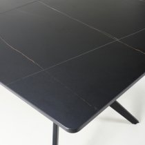 Tarsus Ceramic Extending Dining Table With Metal Legs In Black