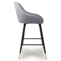 Sedona Grey Velvet Bar Stools With Metal Legs In Pair