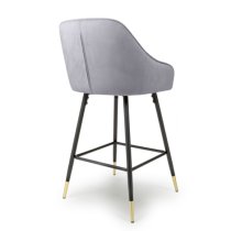 Sedona Grey Velvet Bar Stools With Metal Legs In Pair