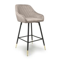 Sedona Mink Velvet Bar Stools With Metal Legs In Pair