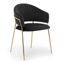 Monza Black Brushed Velvet Dining Chairs With Gold Legs In Pair