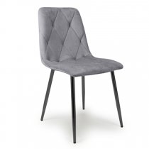 Vestal Grey Velvet Dining Chairs With Black Legs In Pair