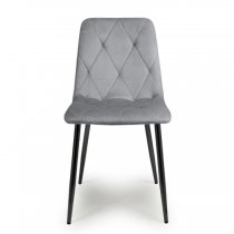 Vestal Grey Velvet Dining Chairs With Black Legs In Pair