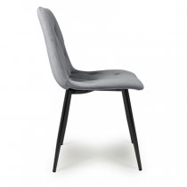 Vestal Grey Velvet Dining Chairs With Black Legs In Pair