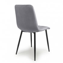 Vestal Grey Velvet Dining Chairs With Black Legs In Pair