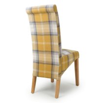 Kaduna Check Yellow Fabric Dining Chairs With Oak Legs In Pair