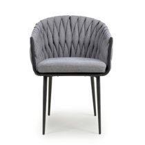 Pearl Grey Braided Fabric Dining Chairs In Pair