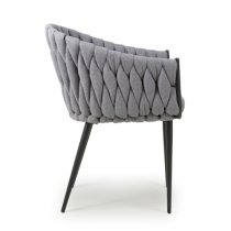 Pearl Grey Braided Fabric Dining Chairs In Pair