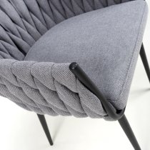 Pearl Grey Braided Fabric Dining Chairs In Pair