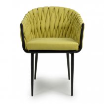 Pearl Yellow Braided Fabric Dining Chairs In Pair