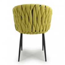 Pearl Yellow Braided Fabric Dining Chairs In Pair