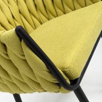 Pearl Yellow Braided Fabric Dining Chairs In Pair