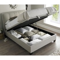 Arcadia Pendle Fabric Ottoman Double Bed In Oatmeal