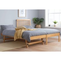 Broxton Rubberwood Single Bed With Guest Bed In Honey Pine