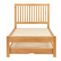 Broxton Rubberwood Single Bed With Guest Bed In Honey Pine