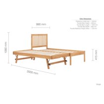 Broxton Rubberwood Single Bed With Guest Bed In Honey Pine