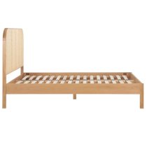 Marot Wooden Double Bed With Rattan Headboard In Oak