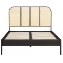 Marot Wooden Double Bed With Rattan Headboard In Black