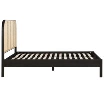 Marot Wooden Double Bed With Rattan Headboard In Black