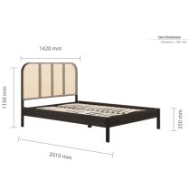 Marot Wooden Double Bed With Rattan Headboard In Black