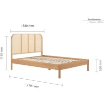 Marot Wooden Super King Size Bed With Rattan Headboard In Oak