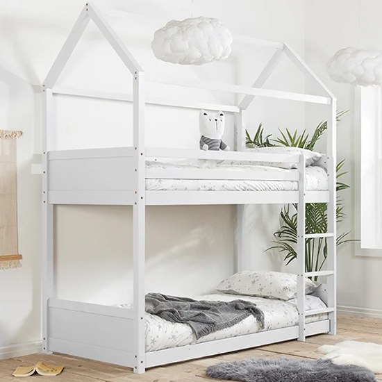 Herrin Wooden Single Bunk Bed In White