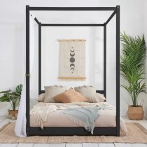 Darian Four Poster Wooden Double Bed In Black