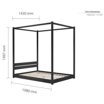 Darian Four Poster Wooden Double Bed In Black