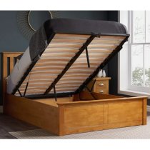 Phoney Rubberwood Ottoman Small Double Bed In Oak