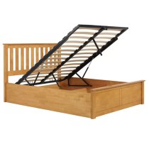 Phoney Rubberwood Ottoman Small Double Bed In Oak