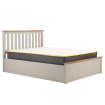 Phoney Rubberwood Ottoman King Size Bed In Pearl Grey