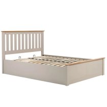 Phoney Rubberwood Ottoman King Size Bed In Pearl Grey