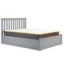 Phoney Rubberwood Ottoman King Size Bed In Stone Grey