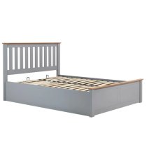 Phoney Rubberwood Ottoman King Size Bed In Stone Grey