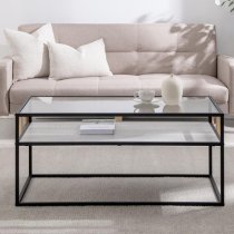 Malibu Glass Coffee Table With Oak And Grey Reversible Shelf