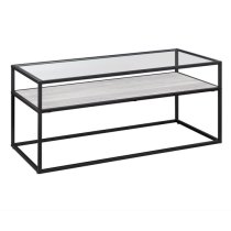 Malibu Glass Coffee Table With Oak And Grey Reversible Shelf