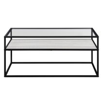 Malibu Glass Coffee Table With Oak And Grey Reversible Shelf