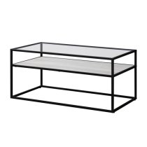 Malibu Glass Coffee Table With Oak And Grey Reversible Shelf