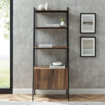 Lynn Industrial Modern Ladder Bookcase With Cabinet In Barnwood