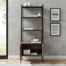 Lynn Industrial Modern Ladder Bookcase With Cabinet In Barnwood