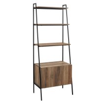 Lynn Industrial Modern Ladder Bookcase With Cabinet In Barnwood