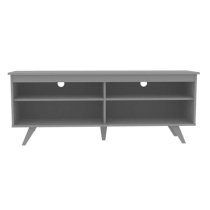 Viejo Wooden TV Stand With 4 Shelves In Grey