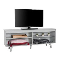 Viejo Wooden TV Stand With 4 Shelves In Grey