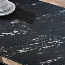 Oakley Glass Top Dining Table In Black Marble Effect