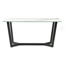 Oakley Glass Top Dining Table In White Marble Effect