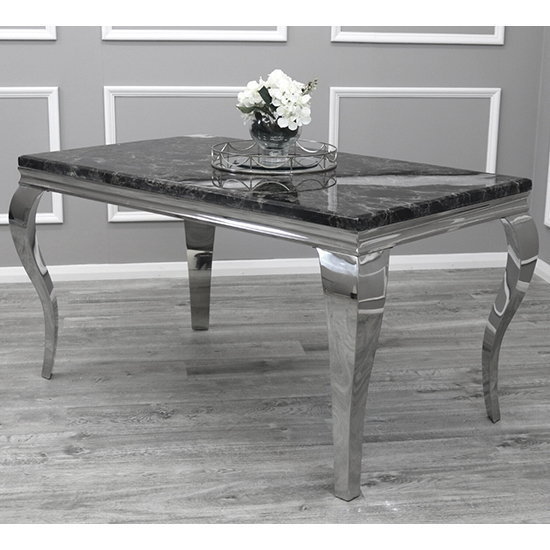 Laval Extra Large Black Marble Dining Table With Chrome Legs